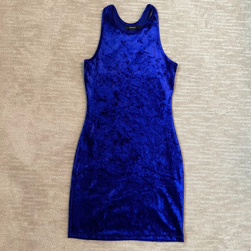 90’s Vibes Blue Velvet Bodycon Stretch Dress